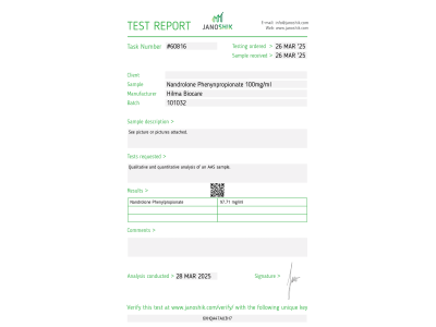 NPP (Nandrolone Phenylpropionate) Fabricant: Hilma Biocare Emballage : Fiole de 10 ml (100 mg/ml)