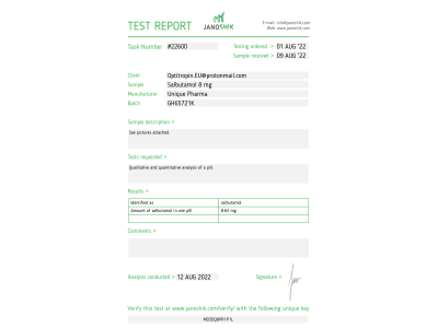 Albuterol Fabricant: Unique Pharma Emballage : 100 cp/bt (8 mg/cp)
