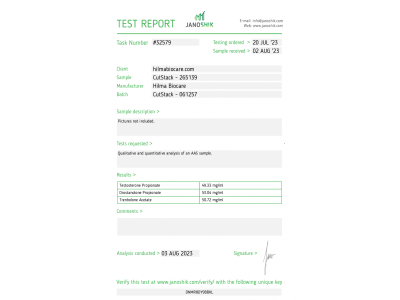 Cut Stack & Cut Mix Fabricant : Hilma Biocare Conditionnement : 10 ml/flacon ( 150 mg/ml )
